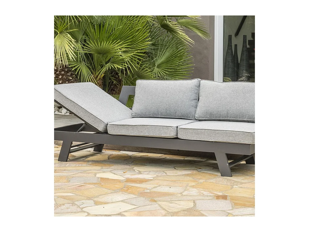 Salon de Jardin d'Angle 5-6 Places "New-York" 213cm Gris Anthracite