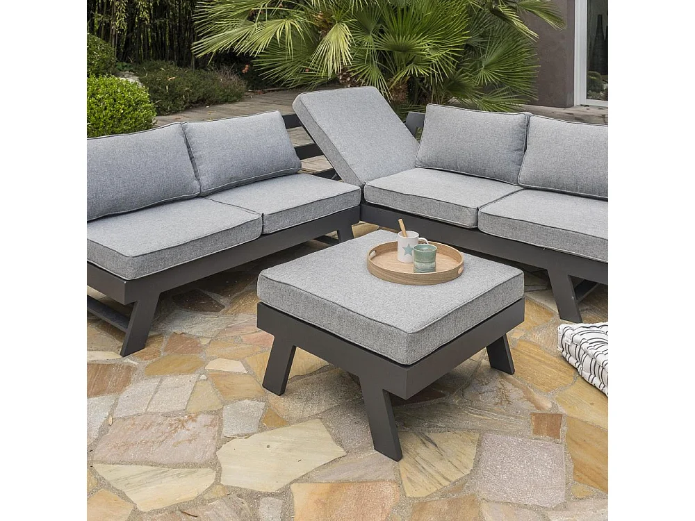 Salon de Jardin d'Angle 5-6 Places "New-York" 213cm Gris Anthracite