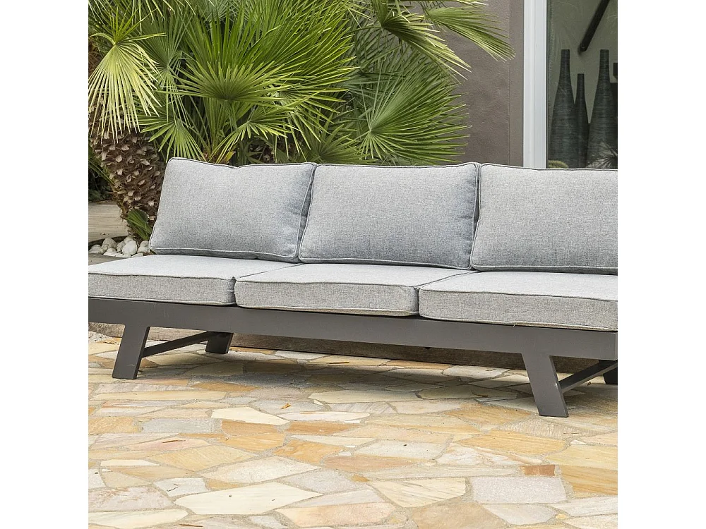 Salon de Jardin d'Angle 5-6 Places "New-York" 213cm Gris Anthracite