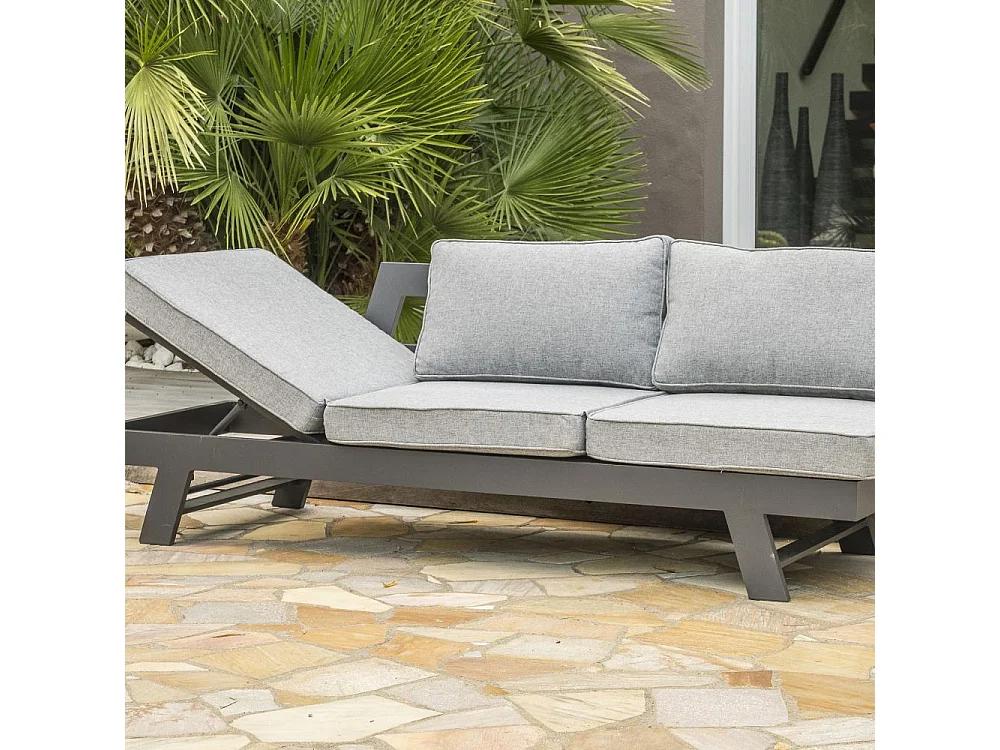 Salon de Jardin d'Angle 5-6 Places "New-York" 213cm Gris Anthracite