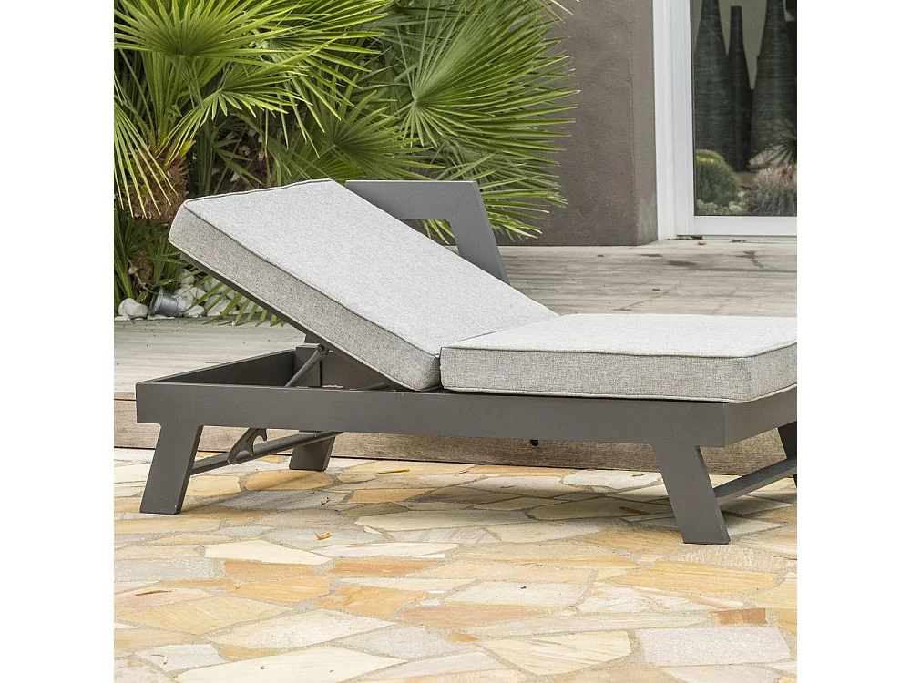 Salon de Jardin d'Angle 5-6 Places "New-York" 213cm Gris Anthracite