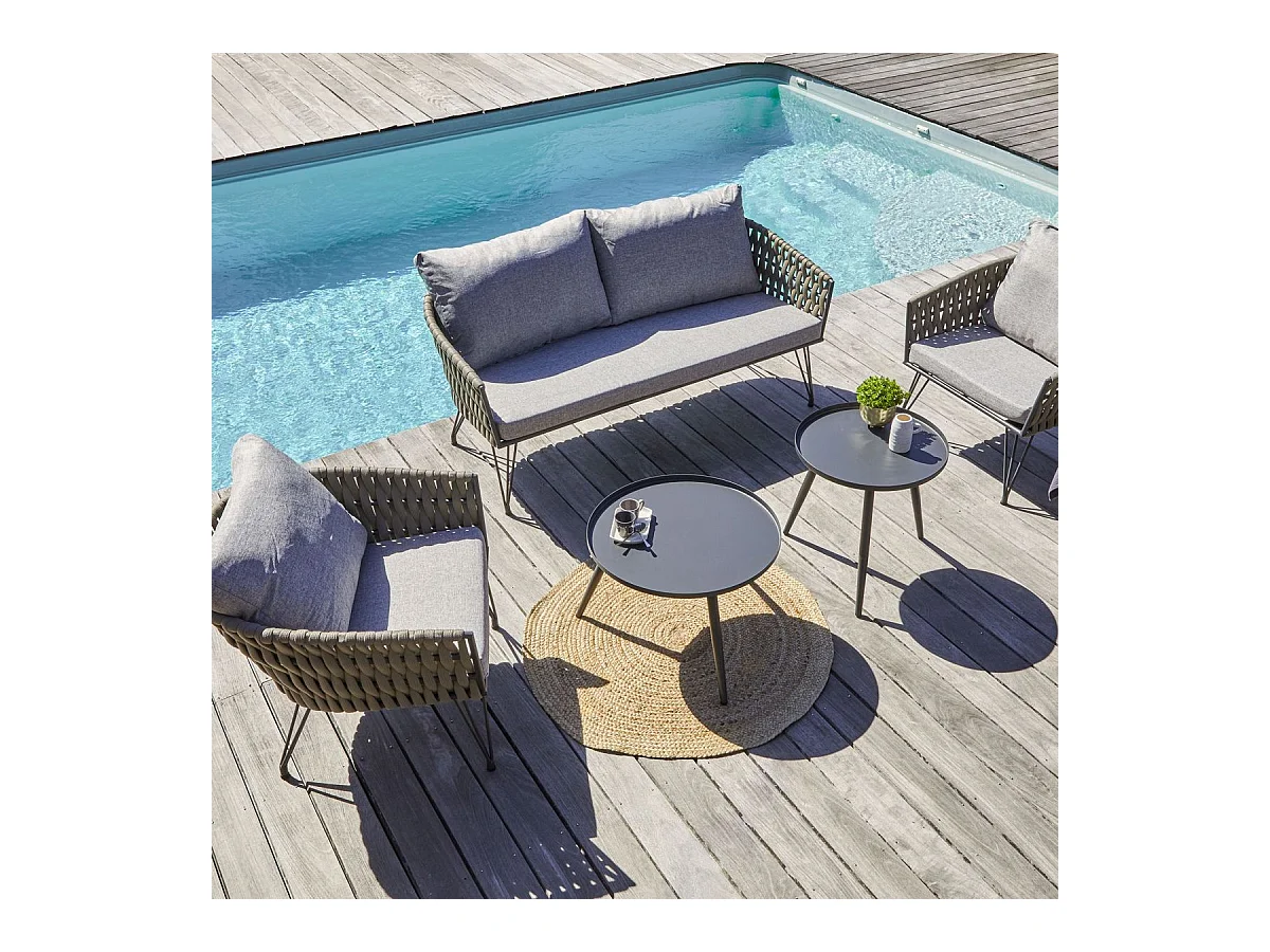 Salon de Jardin 4 Places "Capri" 161cm Gris Anthracite