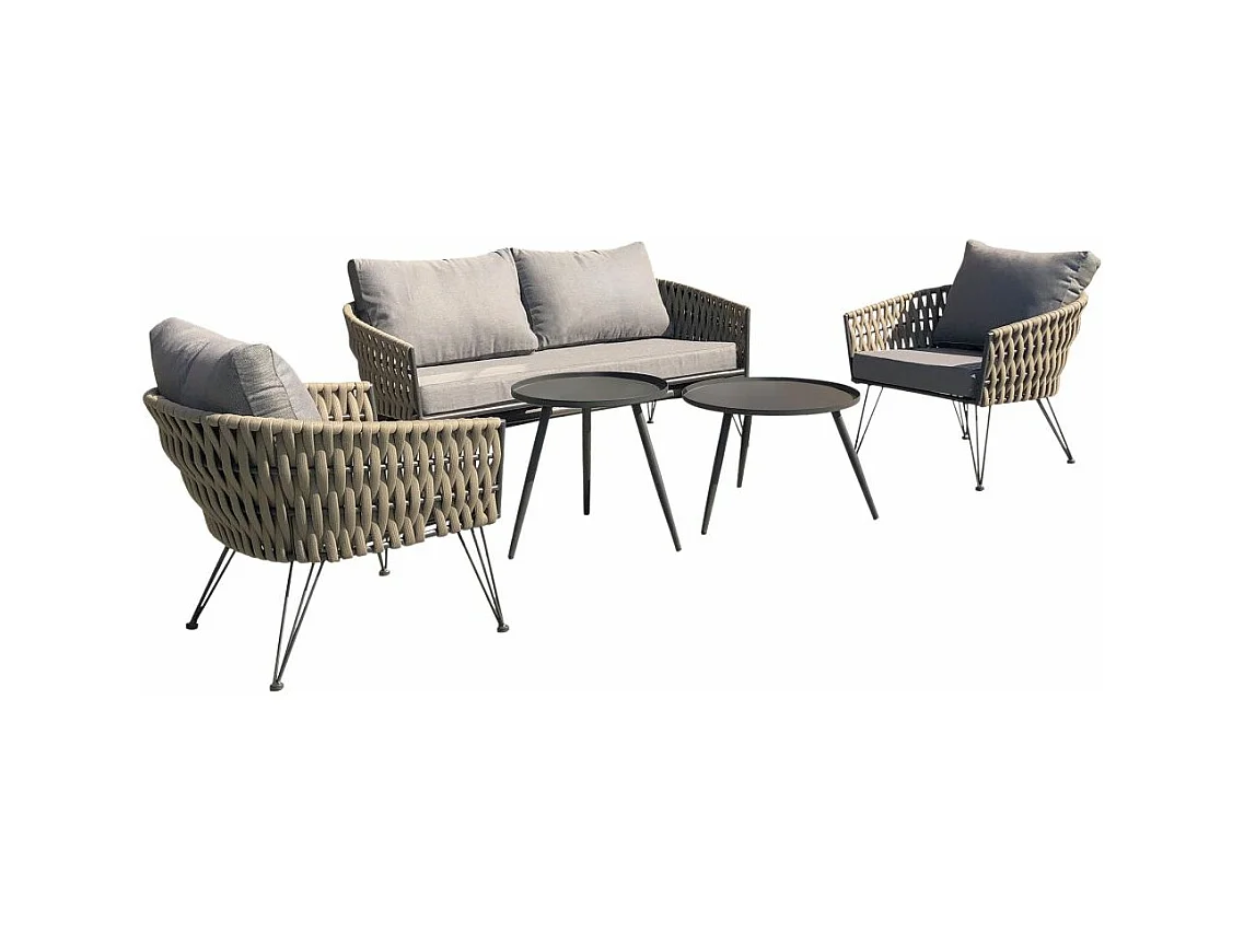 Salon de Jardin 4 Places "Capri" 161cm Gris Anthracite