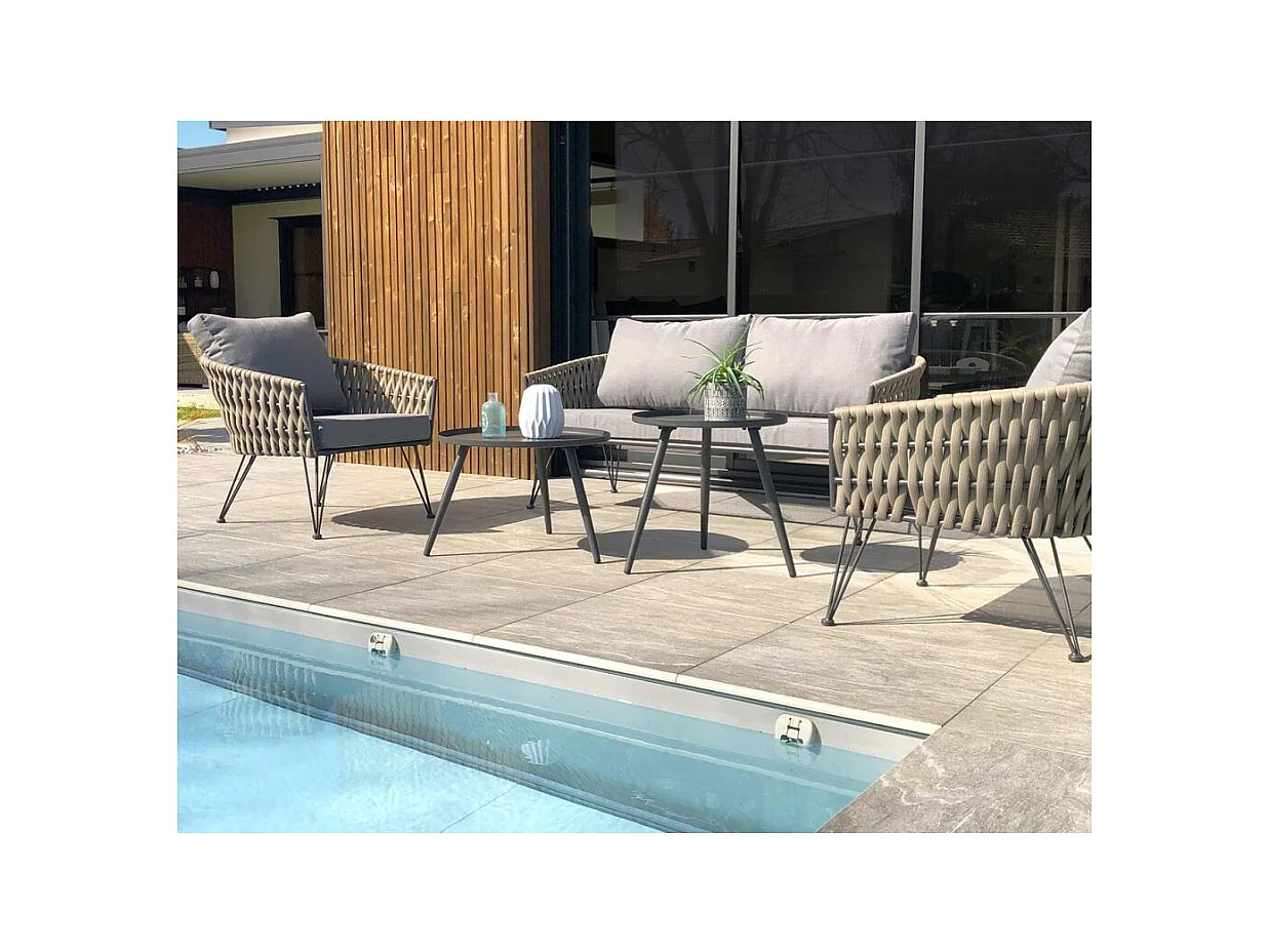 Salon de Jardin 4 Places "Capri" 161cm Gris Anthracite