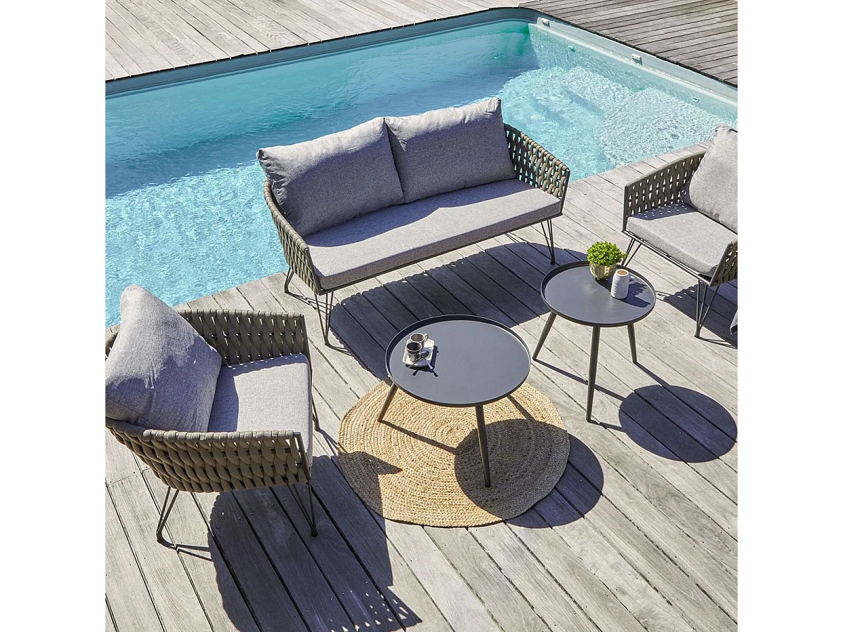 Salon de Jardin 4 Places "Capri" 161cm Gris Anthracite