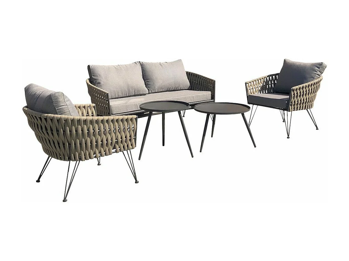 Salon de Jardin 4 Places "Capri" 161cm Gris Anthracite