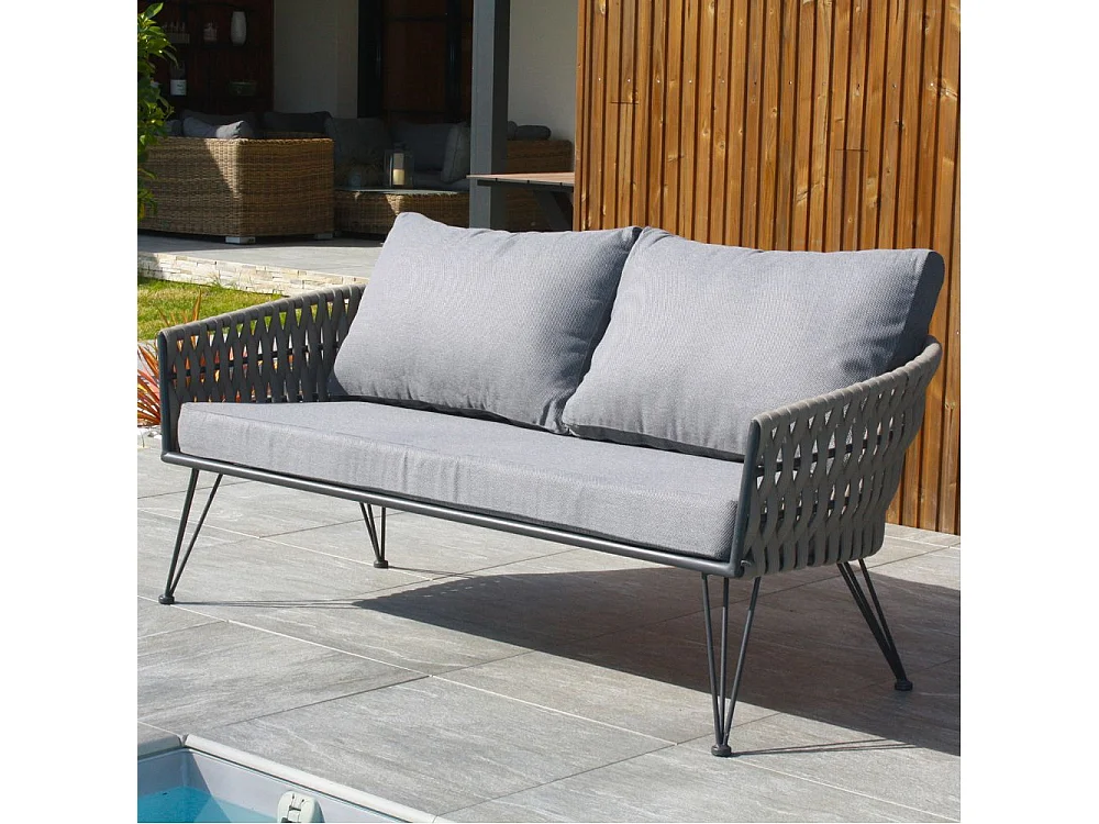 Salon de Jardin 4 Places "Capri" 161cm Gris Anthracite