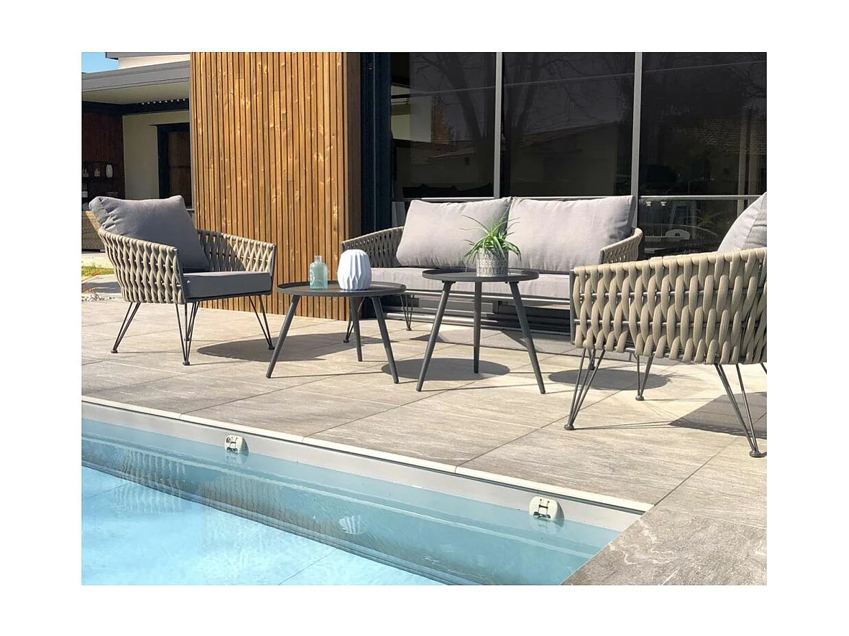 Salon de Jardin 4 Places "Capri" 161cm Gris Anthracite