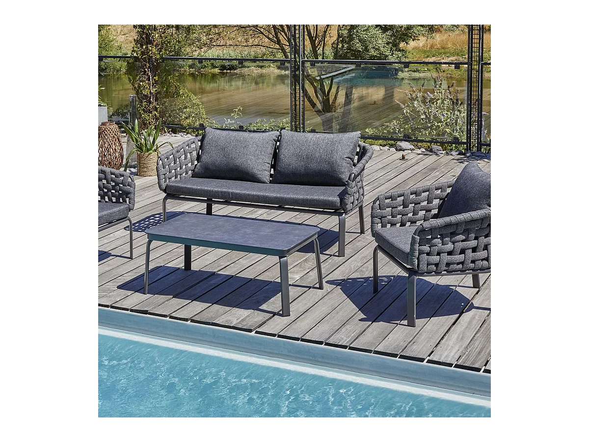 Salon de Jardin 4 Places "Camargue" 137cm Gris Anthracite