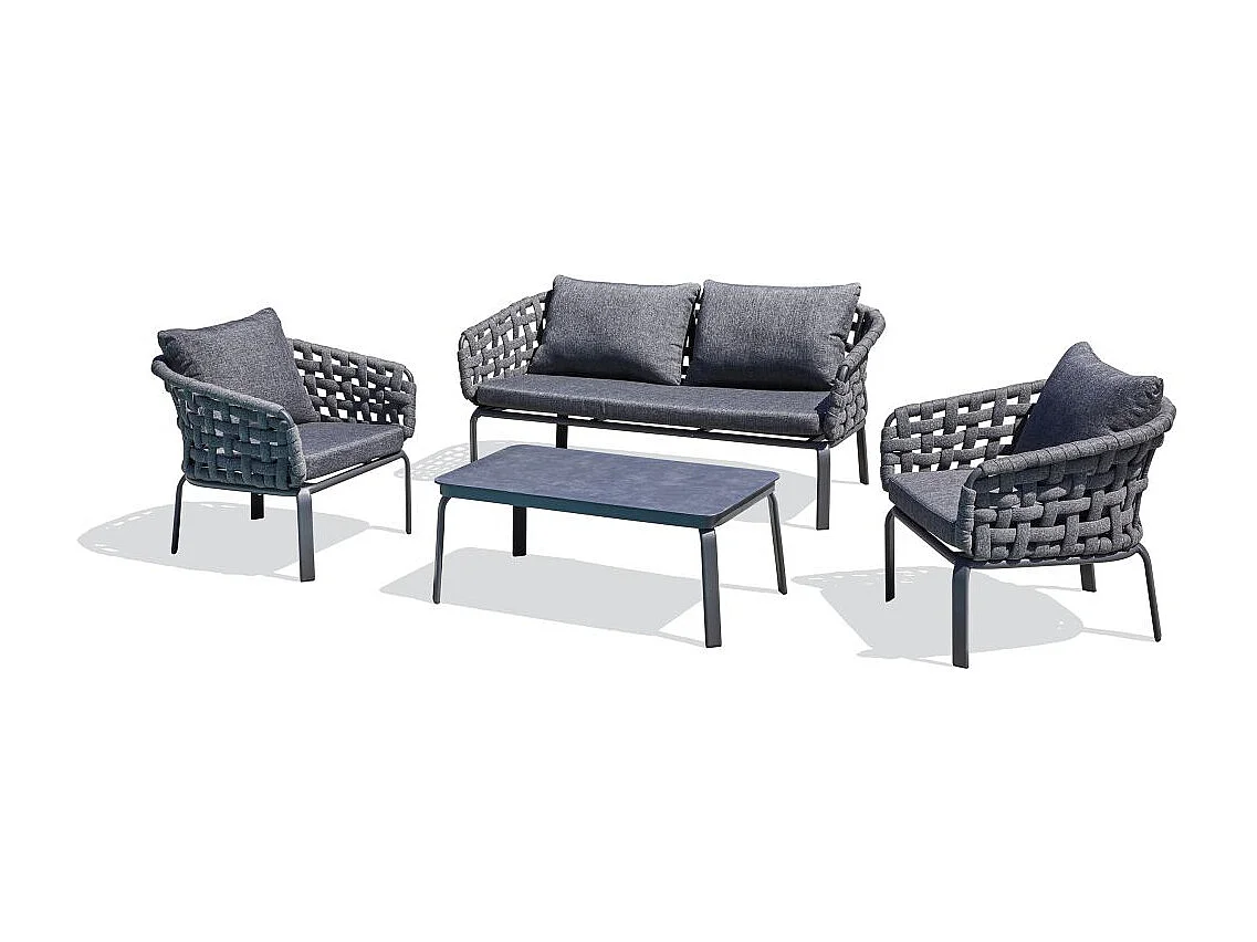 Salon de Jardin 4 Places "Camargue" 137cm Gris Anthracite
