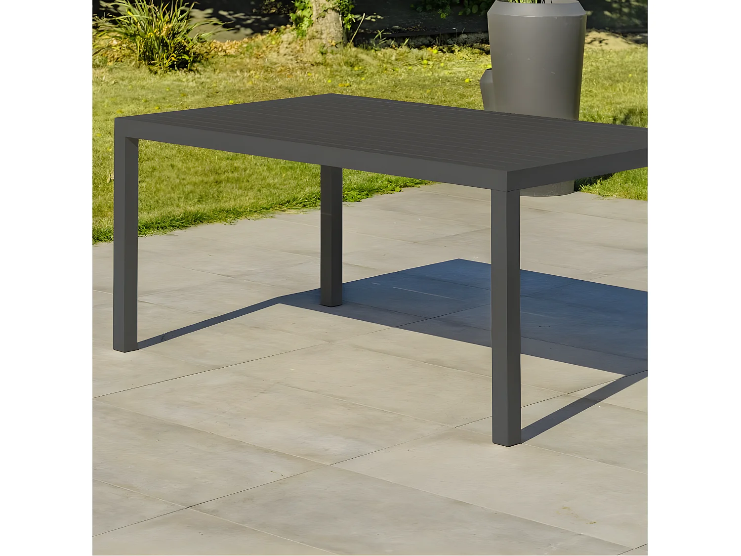 Ensemble Repas de jardin 7 Places "Cayenne" 180cm Gris Anthracite