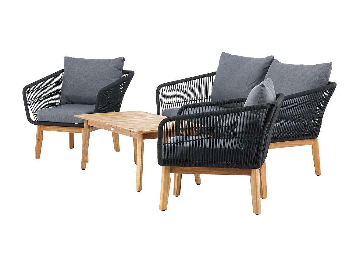 Salon de Jardin en Boi "Chania" 164cm Noir