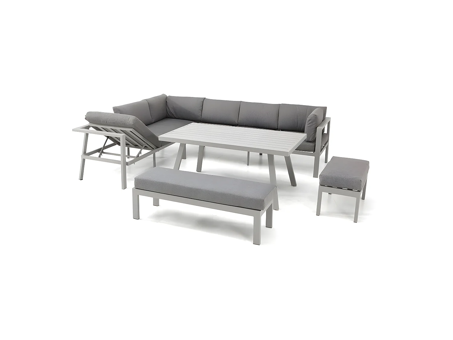 Ensemble Repas de jardin 9 Places "Antalya" 213cm Gris