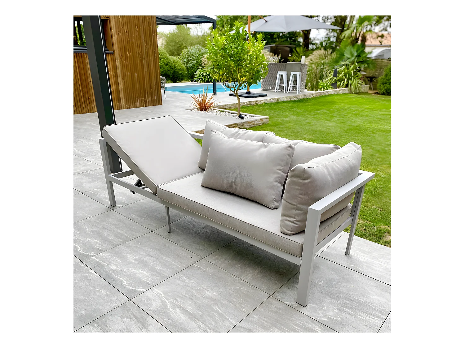 Ensemble Repas de jardin 9 Places "Antalya" 213cm Gris