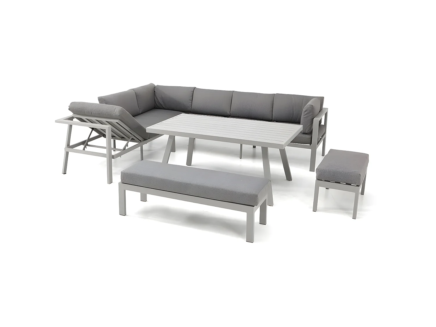 Ensemble Repas de jardin 9 Places "Antalya" 213cm Gris