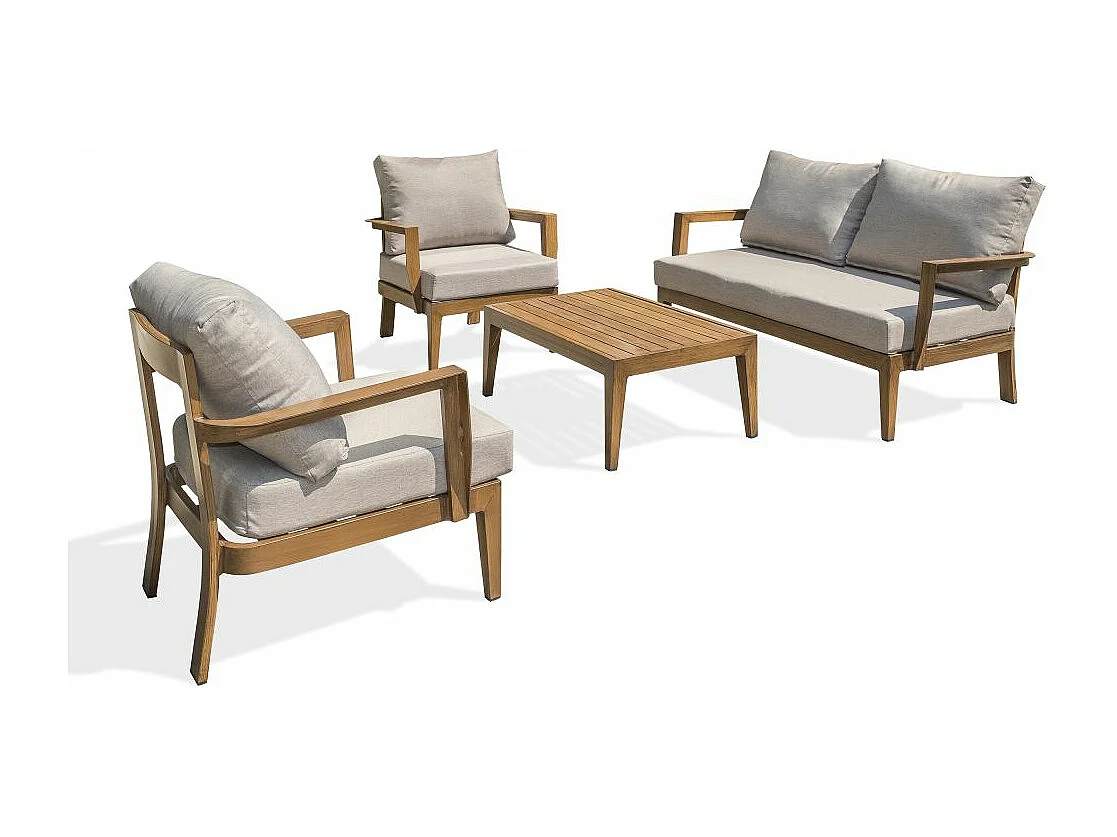 Salon de Jardin 4 Places "Portofino" 146cm Marron