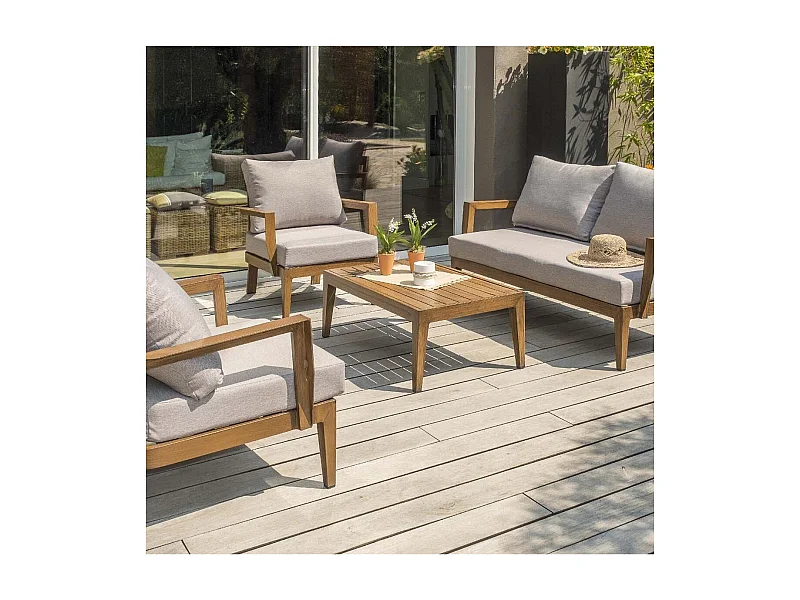 Salon de Jardin 4 Places "Portofino" 146cm Marron