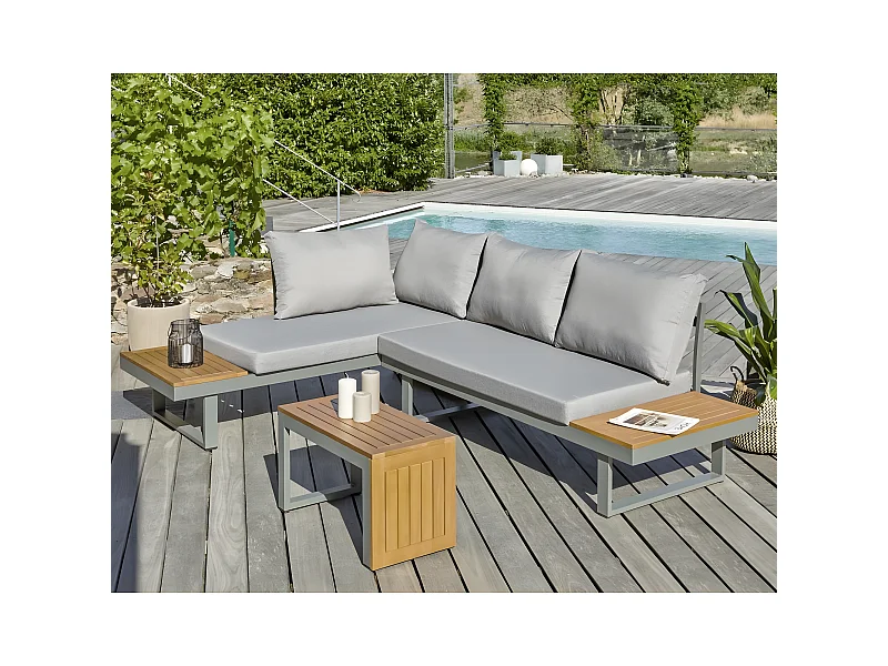 Salon de Jardin Modulable 4 Places "Tokyo" 175cm Kaki