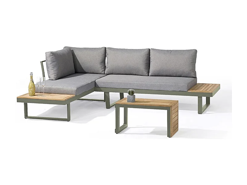 Salon de Jardin Modulable 4 Places "Tokyo" 175cm Kaki