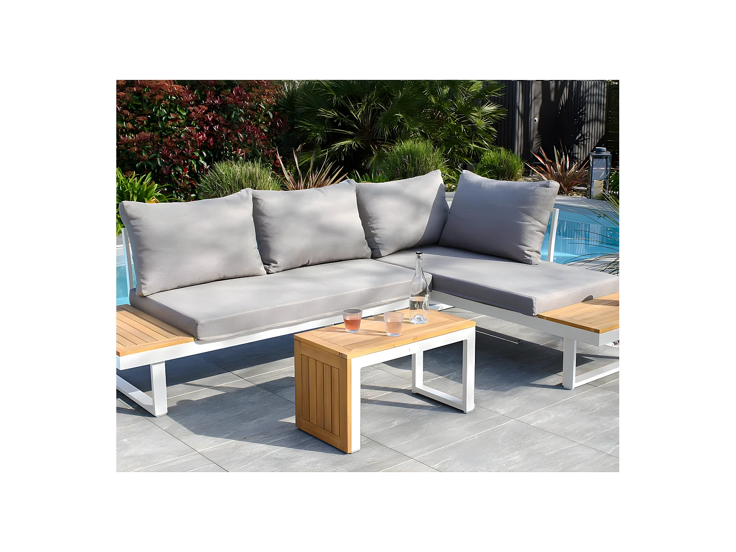 Salon de Jardin Modulable 4 Places "Tokyo" 175cm Blanc