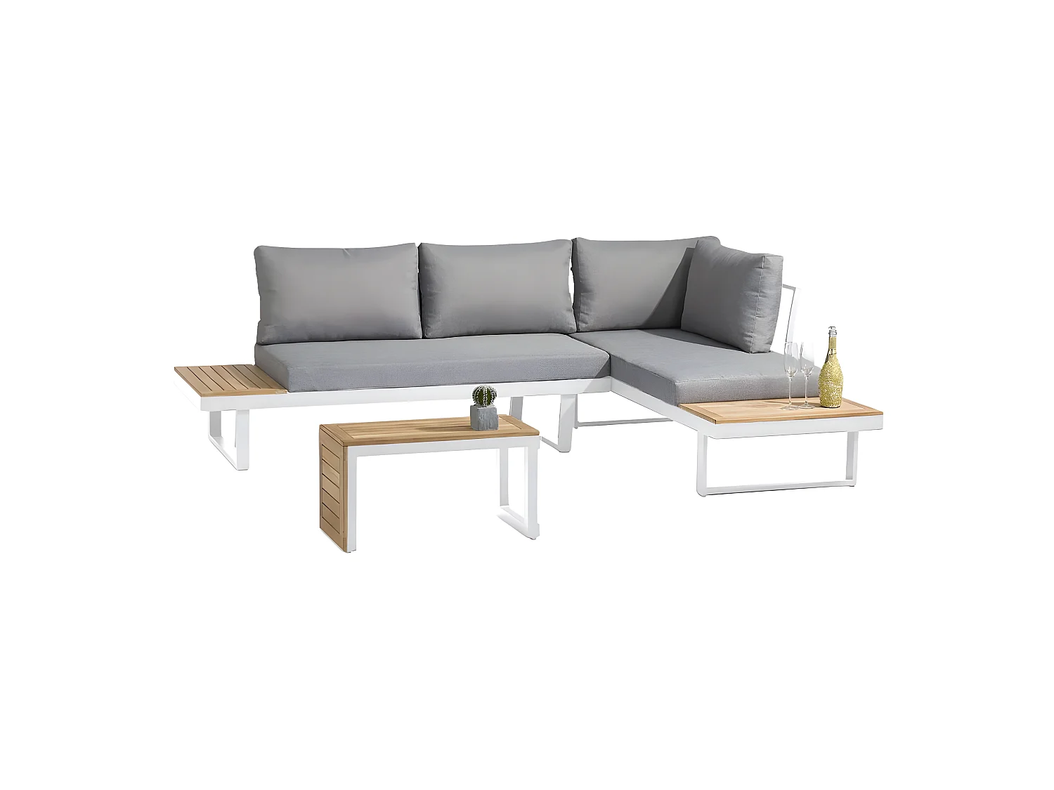 Salon de Jardin Modulable 4 Places "Tokyo" 175cm Blanc