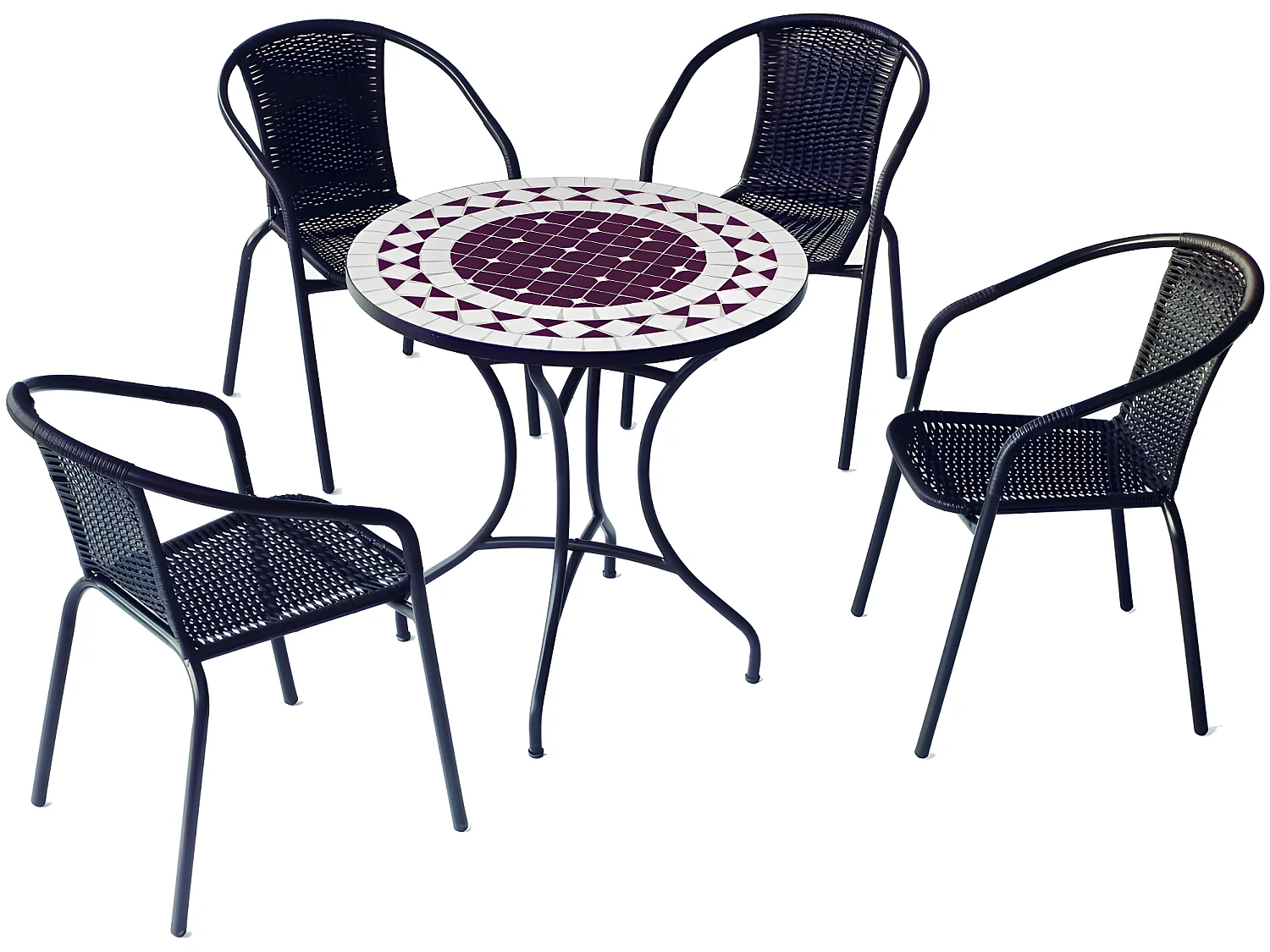 Salon de jardin en acier plateau mosaïque 4 personnes Oran