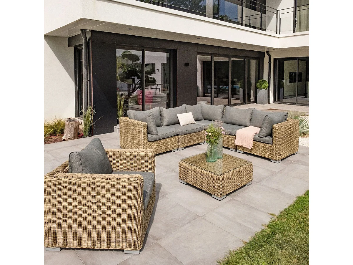 Salon de Jardin Modulable 6 Places "Montmartre" 84cm Marron