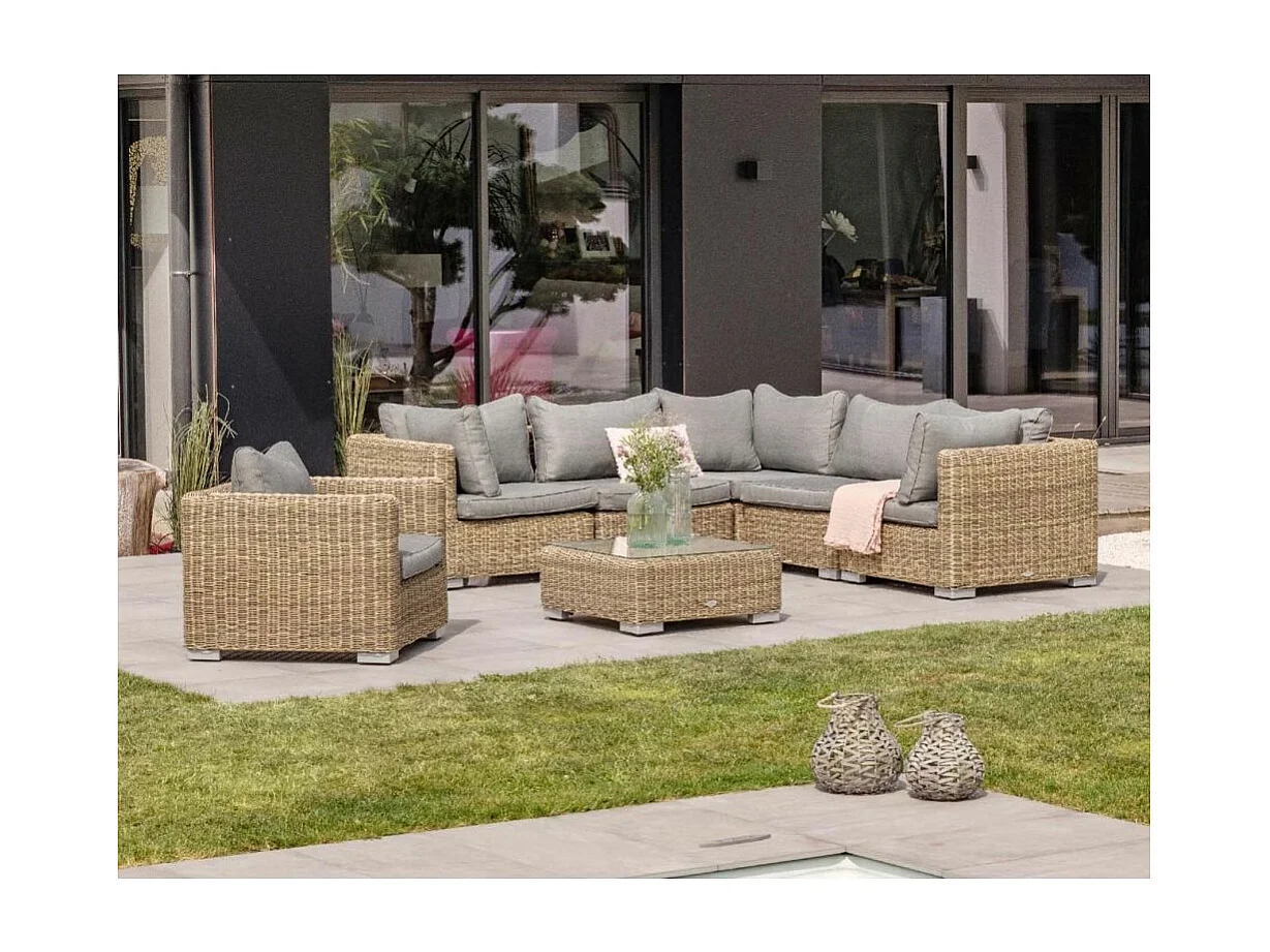 Salon de Jardin Modulable 6 Places "Montmartre" 84cm Marron