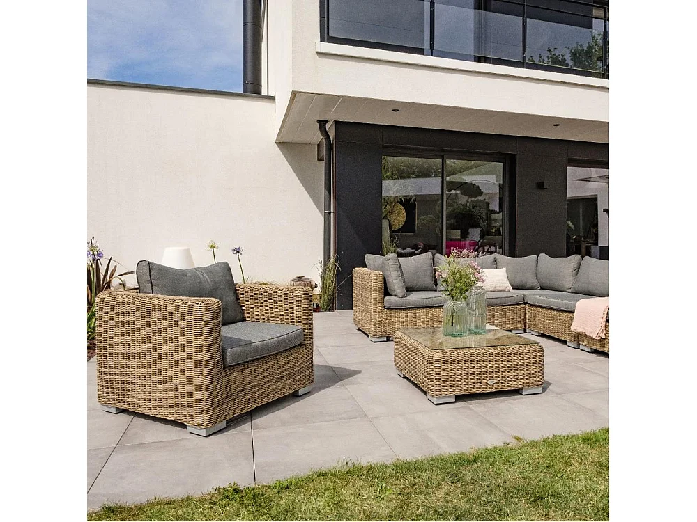 Salon de Jardin Modulable 6 Places "Montmartre" 84cm Marron