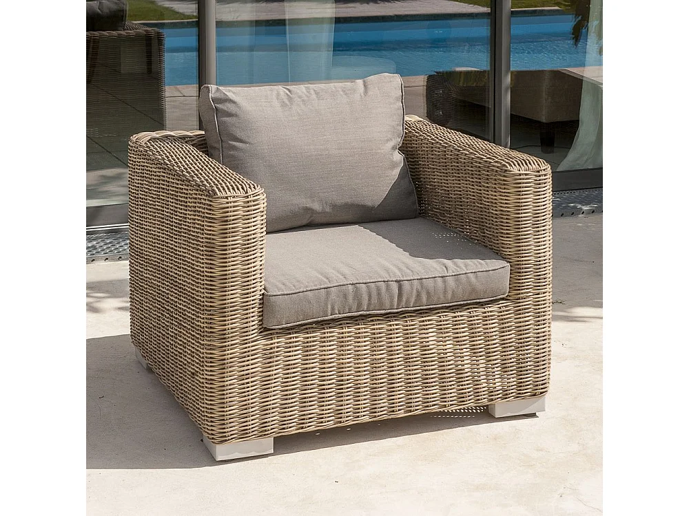 Salon de Jardin 4 Places en Résine Tressée "Montmartre" 151cm Marron