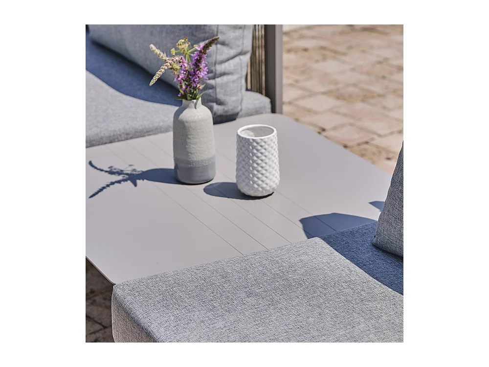 Salon de Jardin d'Angle 7 Places "Manosque" 143cm Gris