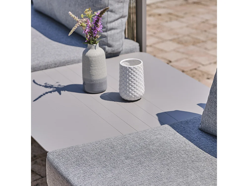 Salon de Jardin d'Angle 7 Places "Manosque" 143cm Gris