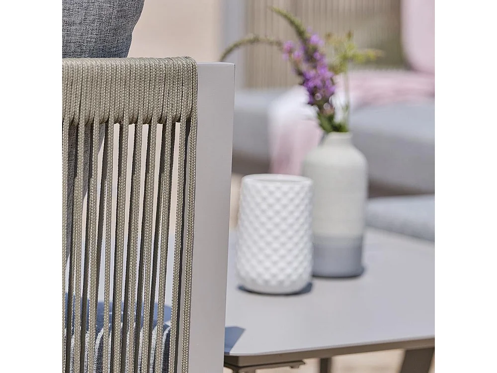 Salon de Jardin d'Angle 7 Places "Manosque" 143cm Gris