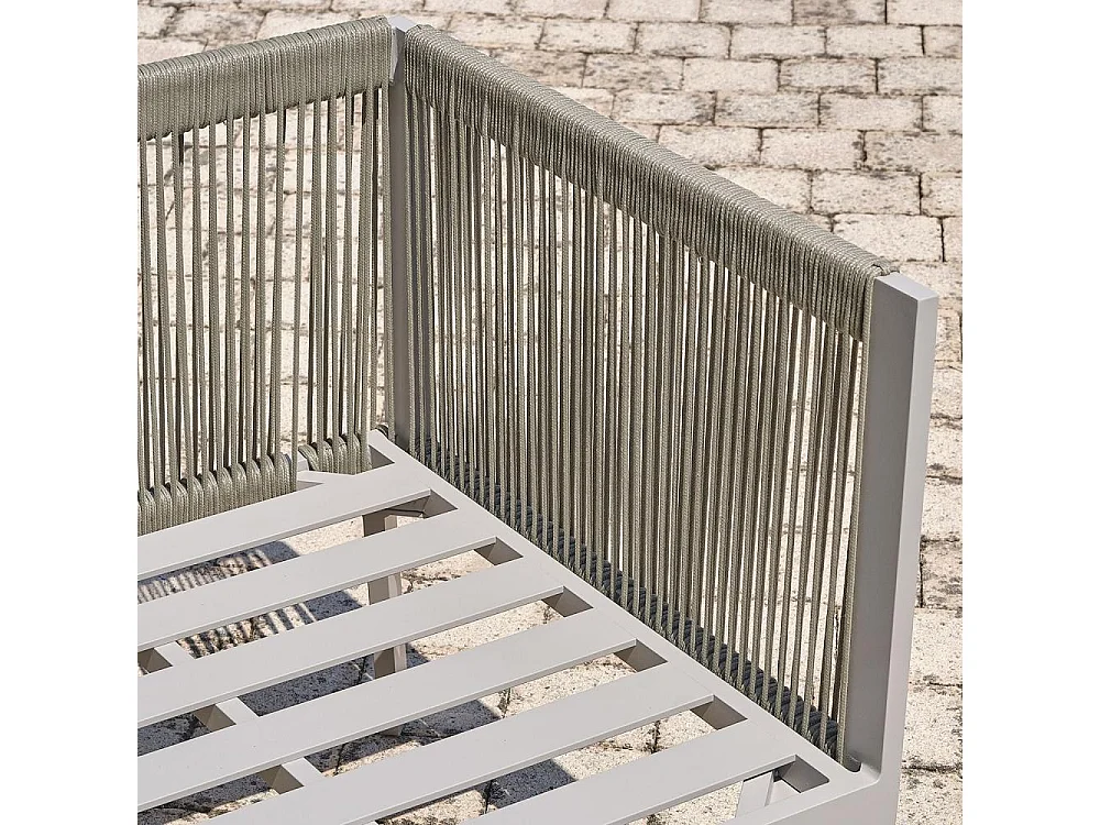 Salon de Jardin d'Angle 7 Places "Manosque" 143cm Gris