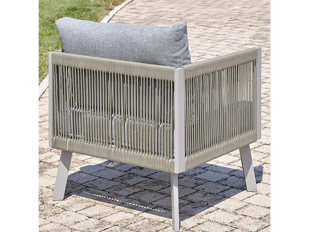 Salon de Jardin d'Angle 7 Places "Manosque" 143cm Gris