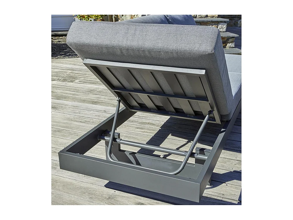 Salon de Jardin d'Angle 6 Places en Bois "Vanuatu" 245cm Gris Anthracite