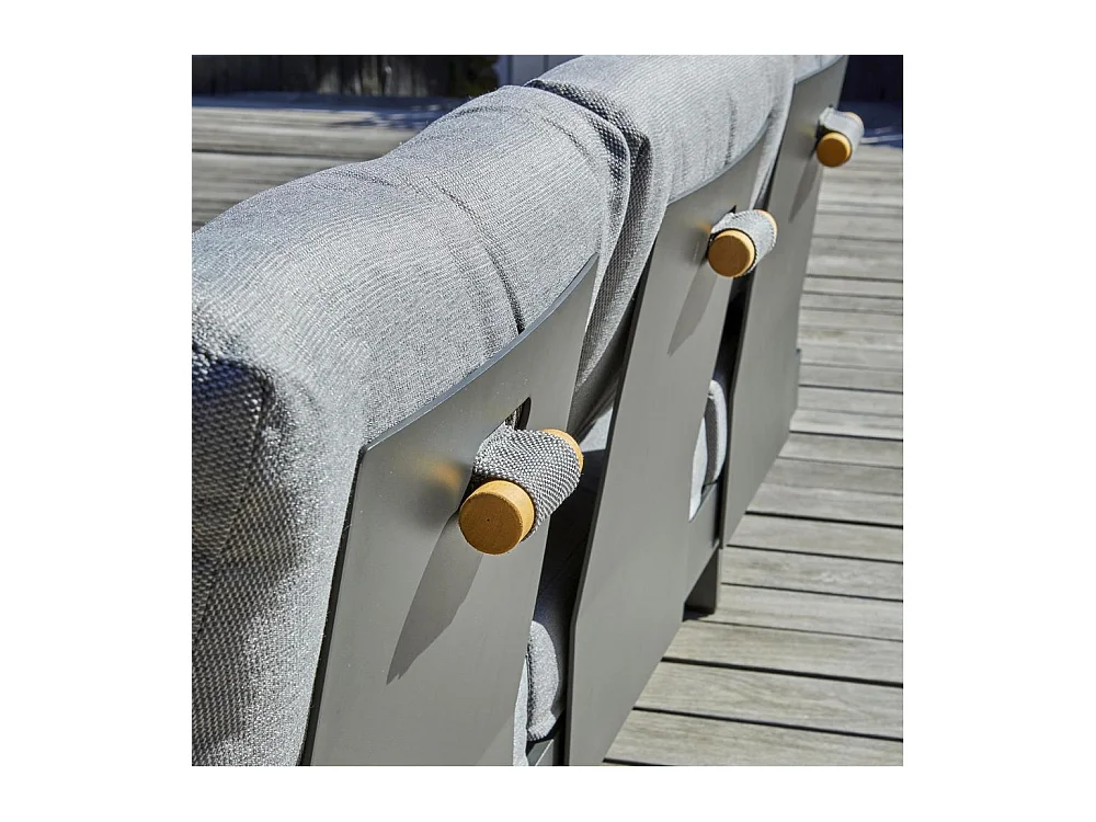 Salon de Jardin d'Angle 6 Places en Bois "Vanuatu" 245cm Gris Anthracite