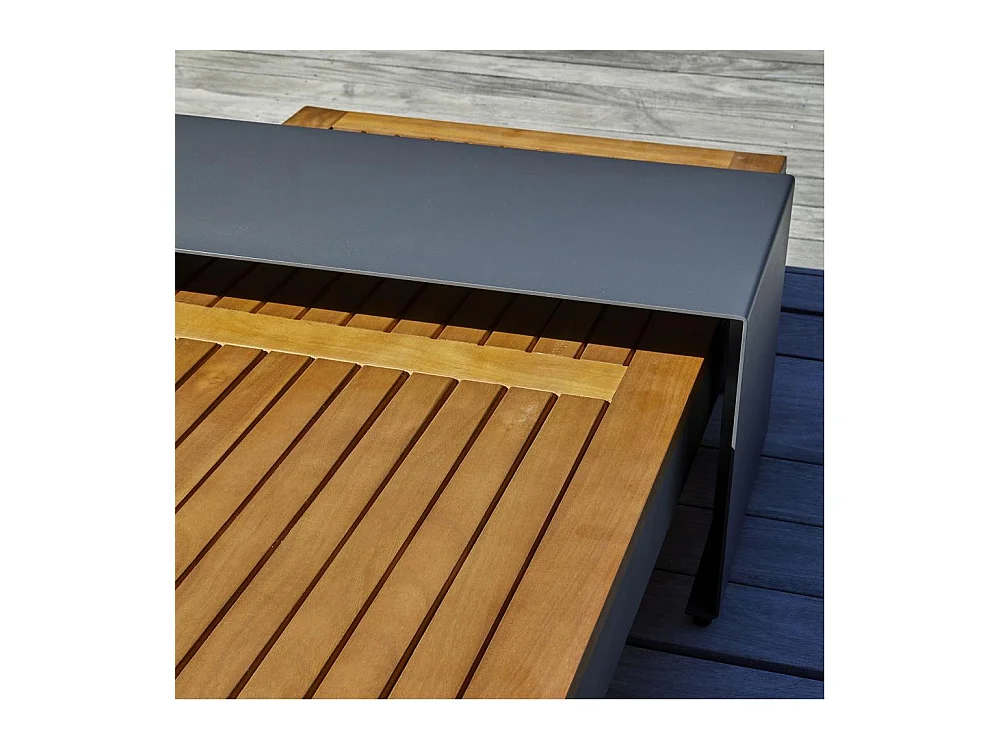 Salon de Jardin d'Angle 6 Places en Bois "Vanuatu" 245cm Gris Anthracite