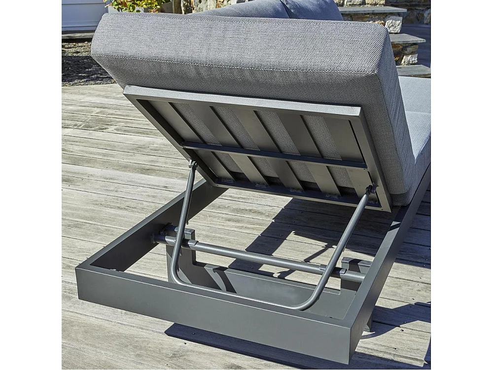 Salon de Jardin d'Angle 6 Places en Bois "Vanuatu" 245cm Gris Anthracite