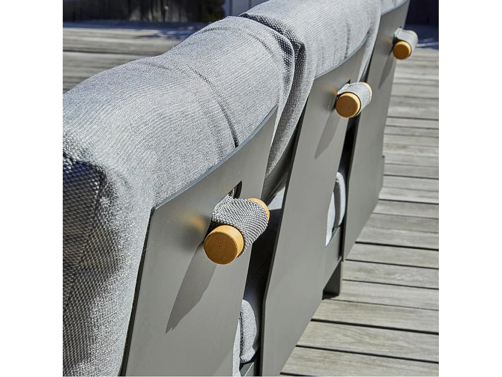 Salon de Jardin d'Angle 6 Places en Bois "Vanuatu" 245cm Gris Anthracite