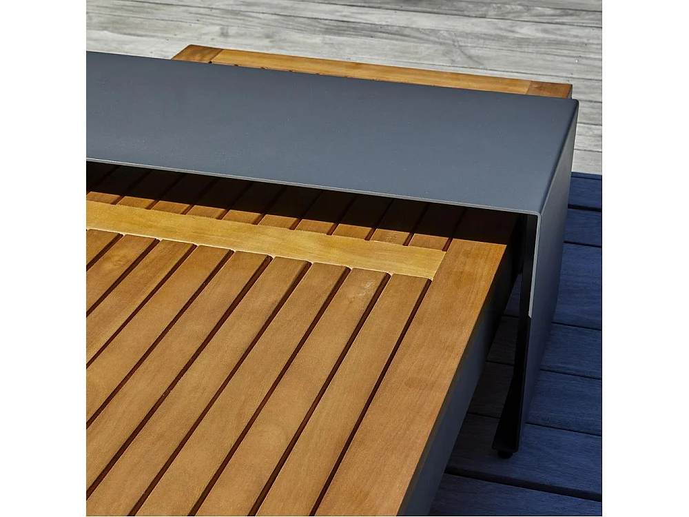 Salon de Jardin d'Angle 6 Places en Bois "Vanuatu" 245cm Gris Anthracite