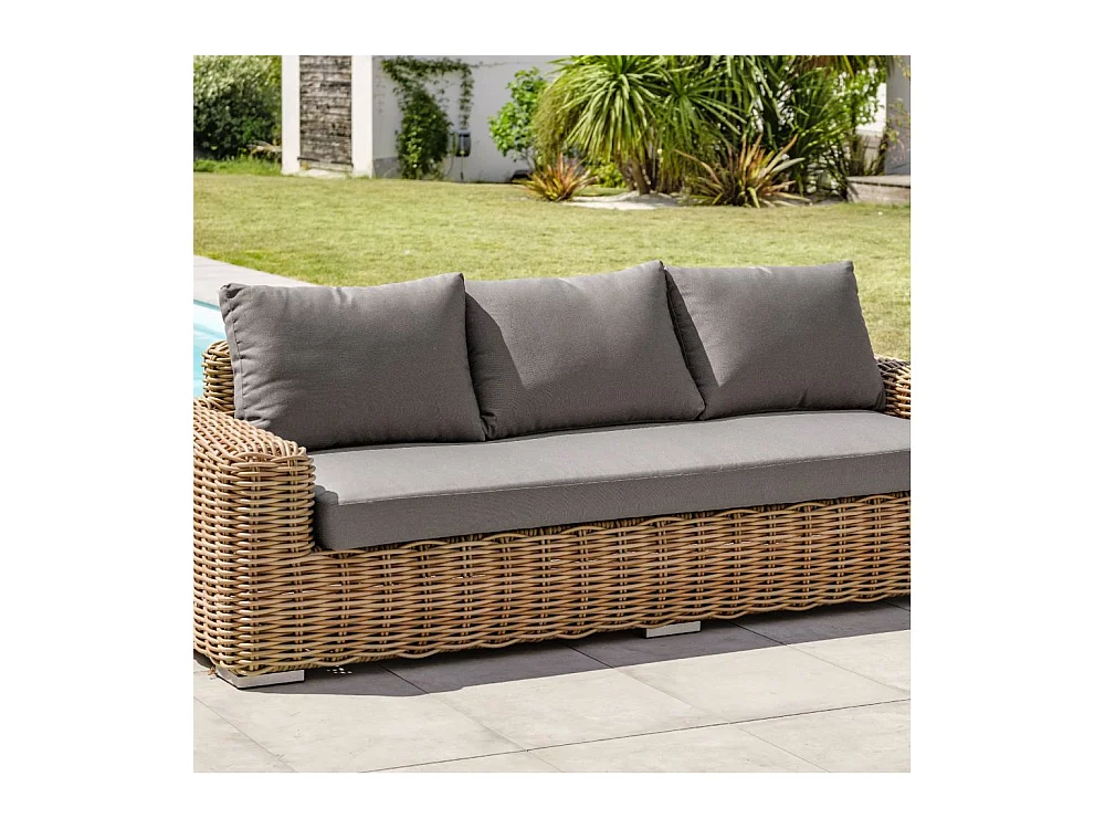 Salon de Jardin 6 Places en Résine Tressée "Borabora" 220cm Marron