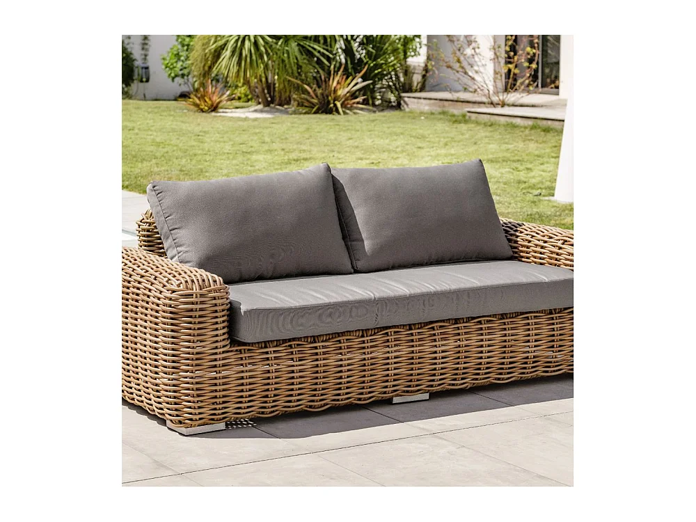 Salon de Jardin 6 Places en Résine Tressée "Borabora" 220cm Marron