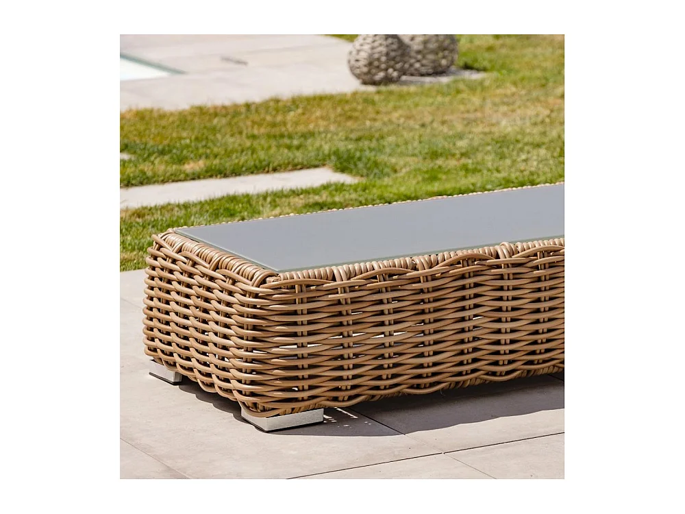 Salon de Jardin 6 Places en Résine Tressée "Borabora" 220cm Marron