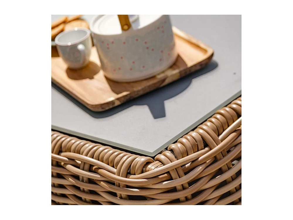 Salon de Jardin 6 Places en Résine Tressée "Borabora" 220cm Marron