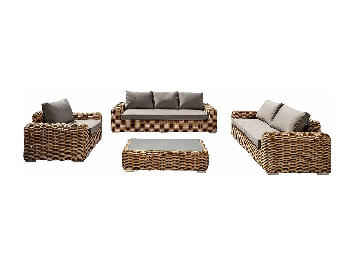 Salon de Jardin 6 Places en Résine Tressée "Borabora" 220cm Marron