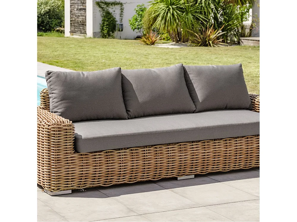 Salon de Jardin 6 Places en Résine Tressée "Borabora" 220cm Marron