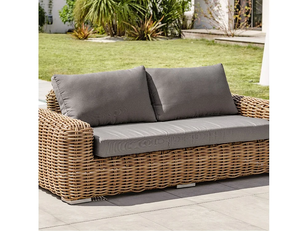 Salon de Jardin 6 Places en Résine Tressée "Borabora" 220cm Marron