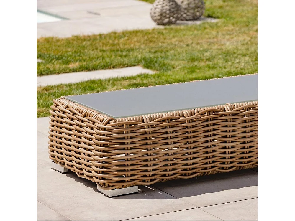 Salon de Jardin 6 Places en Résine Tressée "Borabora" 220cm Marron