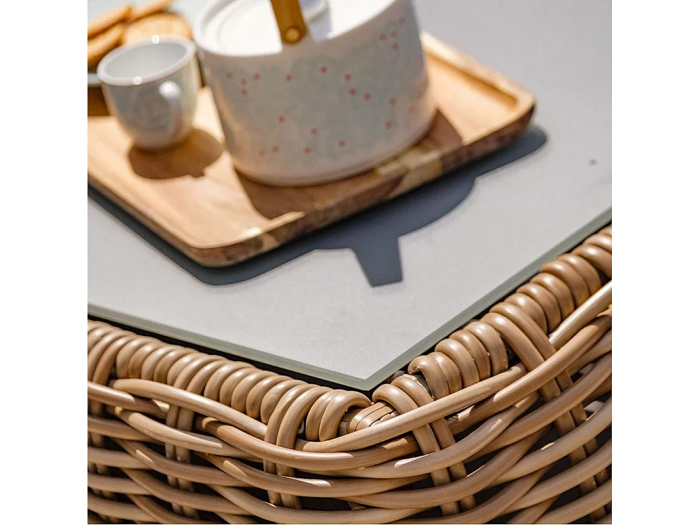 Salon de Jardin 6 Places en Résine Tressée "Borabora" 220cm Marron